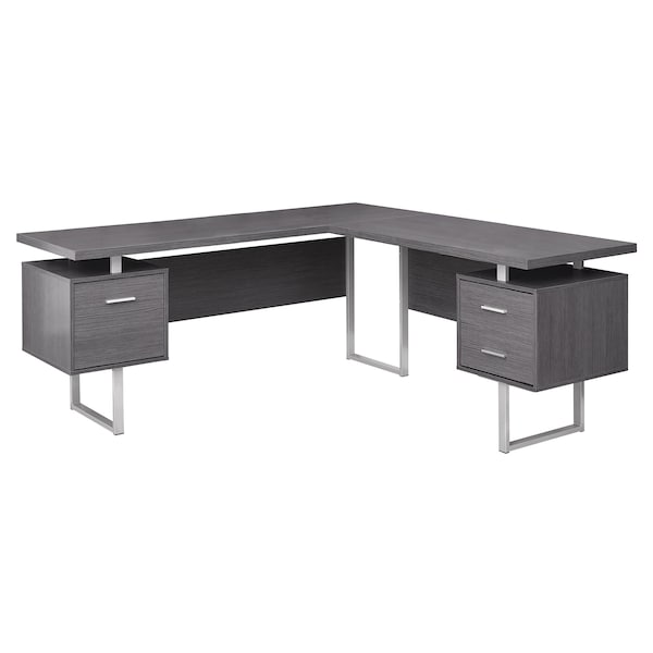 Monarch Specialties Computer Desk, Home Office, Corner, Storage Drawers, 70"L, L Shape, Work, Laptop, Metal, Grey - I 7306