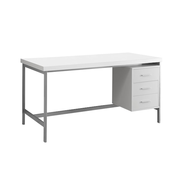 Monarch Specialties Computer Desk, Home Office, Laptop, Left, Right Set-up, Storage Drawers, 60"L, Work, Metal, White - I 7046