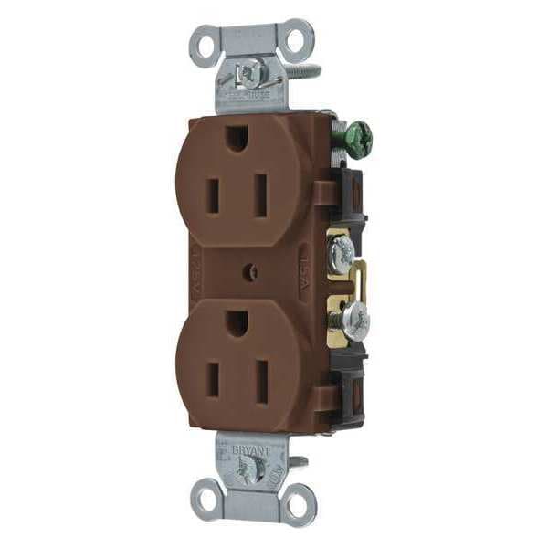 Zoro Select Receptacle, 15 A Amps, 125V AC, Flush Mount, Standard Duplex Outlet, 5-15R, Brown - CRS15