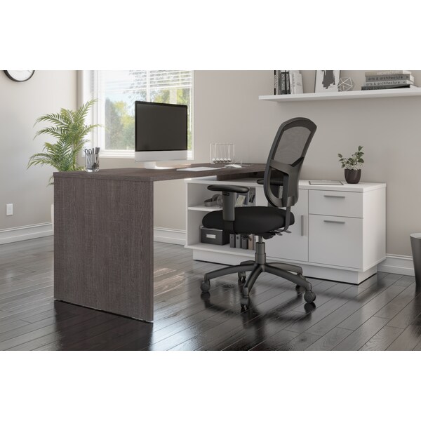 Bestar Equinox L-Shaped Desk, Bark Gray/White - 115420-000047