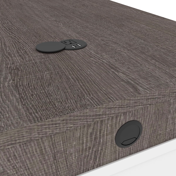 Bestar Equinox L-Shaped Desk, Bark Gray/White - 115420-000047