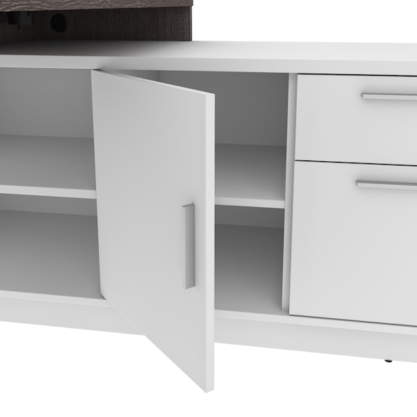 Bestar Equinox L-Shaped Desk, Bark Gray/White - 115420-000047