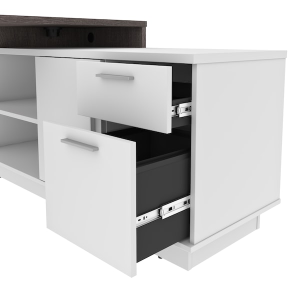 Bestar Equinox L-Shaped Desk, Bark Gray/White - 115420-000047