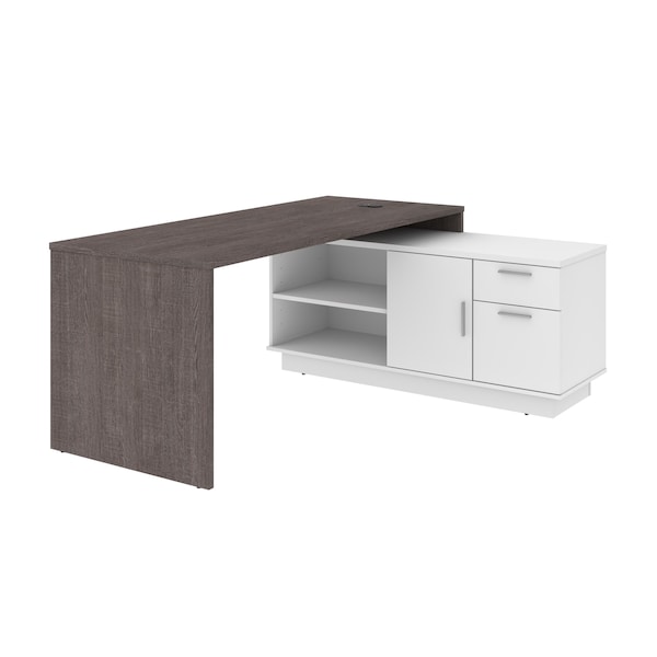 Bestar Equinox L-Shaped Desk, Bark Gray/White - 115420-000047