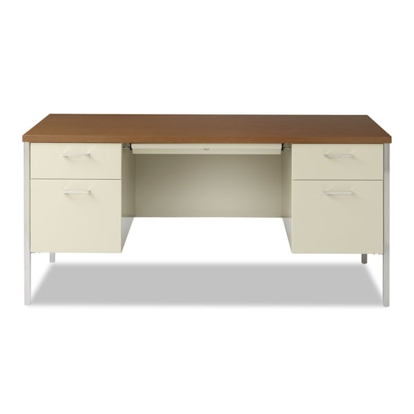 Alera Pedestal Desk Double Pedestal Steel Desk, 30 in D X 29-1/2 in H, 60" W X Steel, Cherry - ALESD216030PO