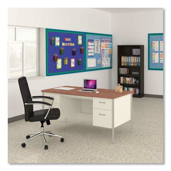 Alera Pedestal Desk Double Pedestal Steel Desk, 30 in D X 29-1/2 in H, 60" W X Steel, Cherry - ALESD216030PO