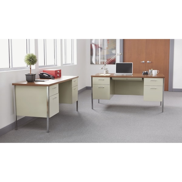 Alera Pedestal Desk Double Pedestal Steel Desk, 30 in D X 29-1/2 in H, 60" W X Steel, Cherry - ALESD216030PO