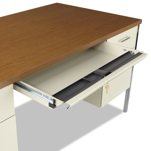 Alera Pedestal Desk Double Pedestal Steel Desk, 30 in D X 29-1/2 in H, 60" W X Steel, Cherry - ALESD216030PO