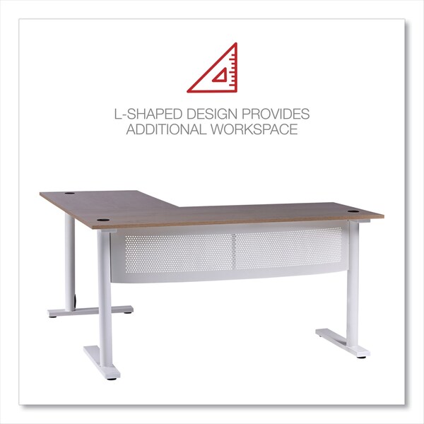 Workspace By Alera L-Shaped Writing Desk, 59.05in x 59.05in x 29.53in, Beigewood/White - ALEWSL5959WB