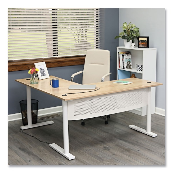 Workspace By Alera L-Shaped Writing Desk, 59.05in x 59.05in x 29.53in, Beigewood/White - ALEWSL5959WB