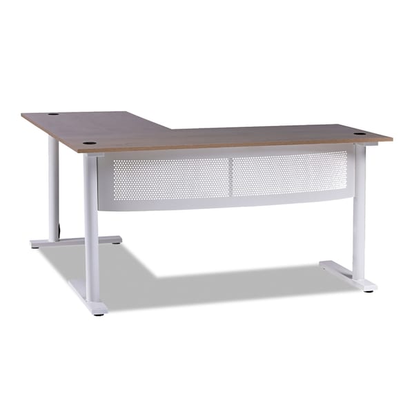 Workspace By Alera L-Shaped Writing Desk, 59.05in x 59.05in x 29.53in, Beigewood/White - ALEWSL5959WB