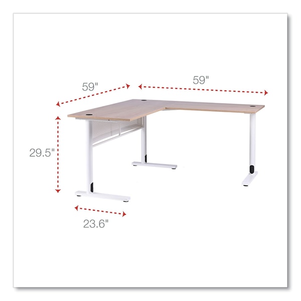 Workspace By Alera L-Shaped Writing Desk, 59.05in x 59.05in x 29.53in, Beigewood/White - ALEWSL5959WB