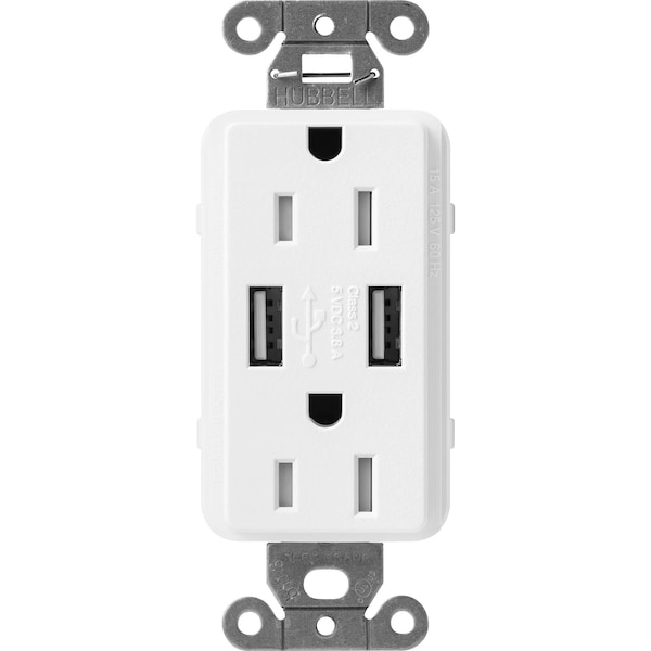 Lutron Receptacles, USB, Tamper-Resistant, Snow - SCR-15-UBTR-SW