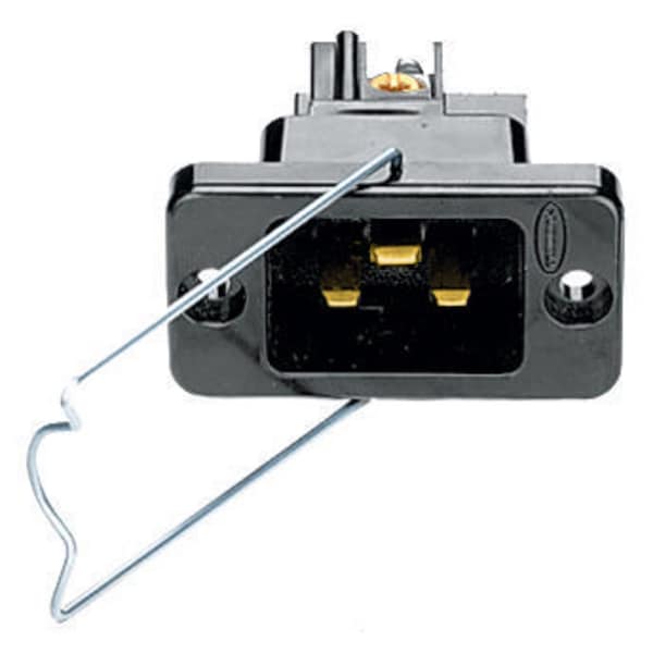 Hubbell Wiring Device-Kellems Straight Blade Devices, IEC 320 Devices, Inlet with Wire Bail, 16 A250V, International Rated, Pressure Screw Terminal, Black, Sin le Pack - H320BL