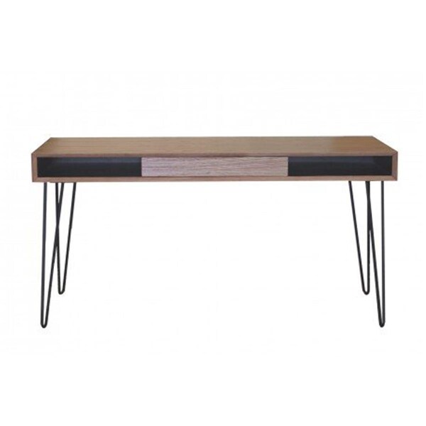 Proman Products Marcus Desk- Oak Veneer Table Top With Metal Legs - CD16738