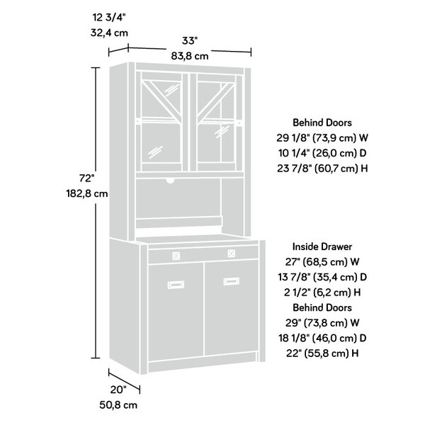 Sauder 20 in D X 71.969 in H, 32.992 in W X Engineered wood, Brushed Oak - 443701