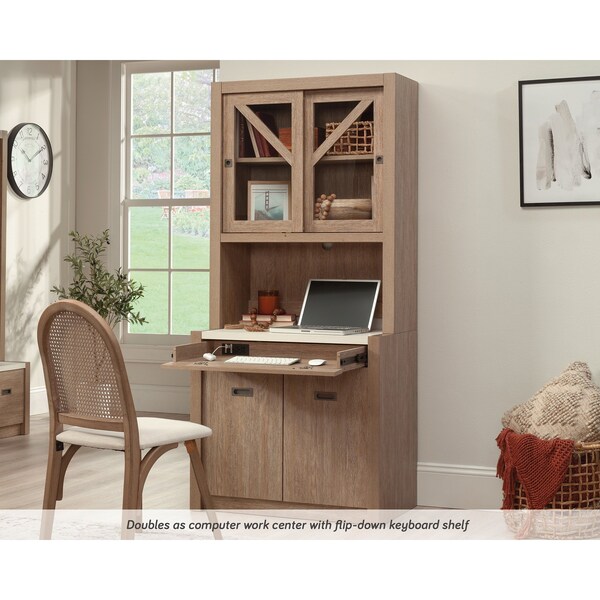 Sauder 20 in D X 71.969 in H, 32.992 in W X Engineered wood, Brushed Oak - 443701