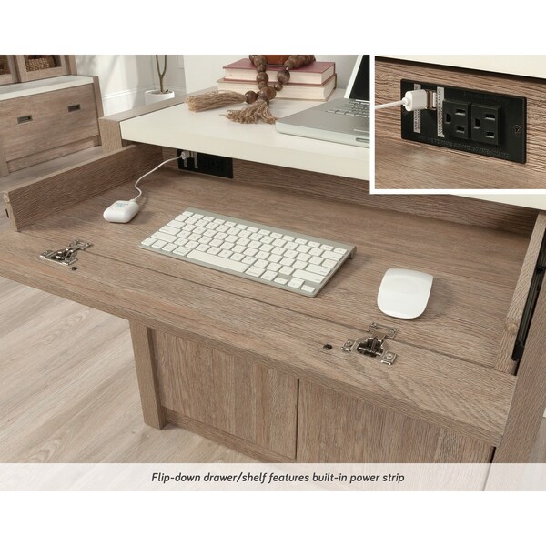 Sauder 20 in D X 71.969 in H, 32.992 in W X Engineered wood, Brushed Oak - 443701