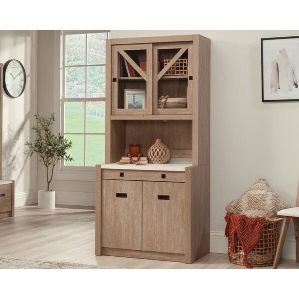 Sauder 20 in D X 71.969 in H, 32.992 in W X Engineered wood, Brushed Oak - 443701