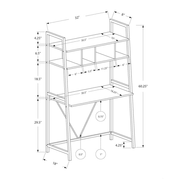 Homeroots 60.25 in. White MDF & White Metal Computer Desk - 333397