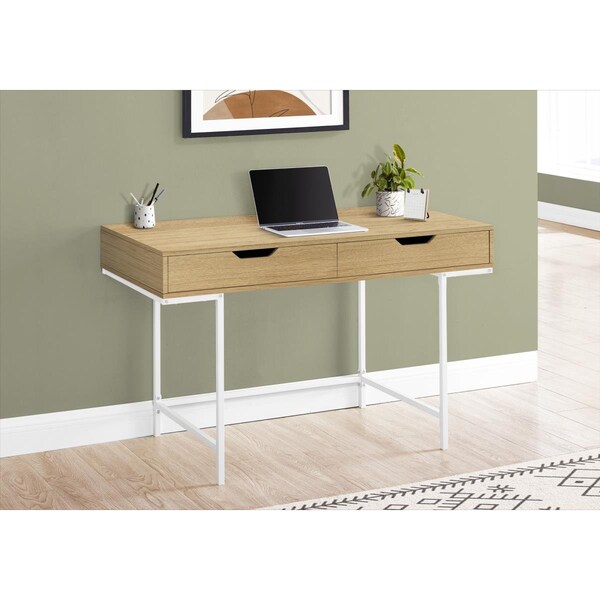 Clean Choice 48 in. Computer Desk Natural - White Metal - CL3067102