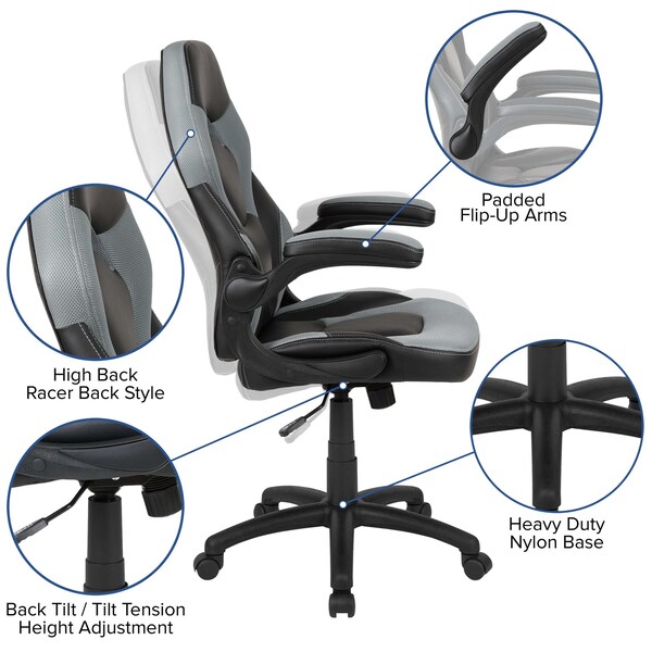 Flash Furniture Black Gaming Desk and Chair Set with Cup Holder - BLN-X10D1904L-GY-GG