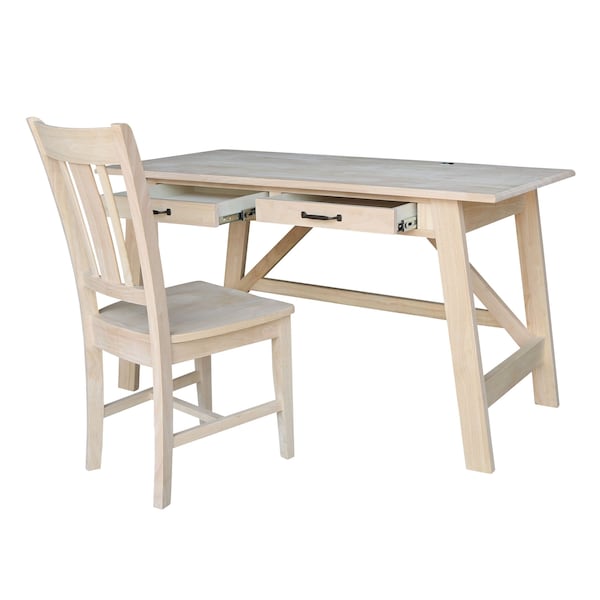 International Concepts Serendipity Desk with 2 Drawers and Chair, Unfinished - K-OF-69-C10