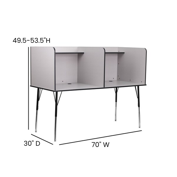 Flash Furniture 53.5 H, 70 W X Laminate, Melamine, Steel, Nebula Grey - MT-M6222-DBLSC-GRY-GG