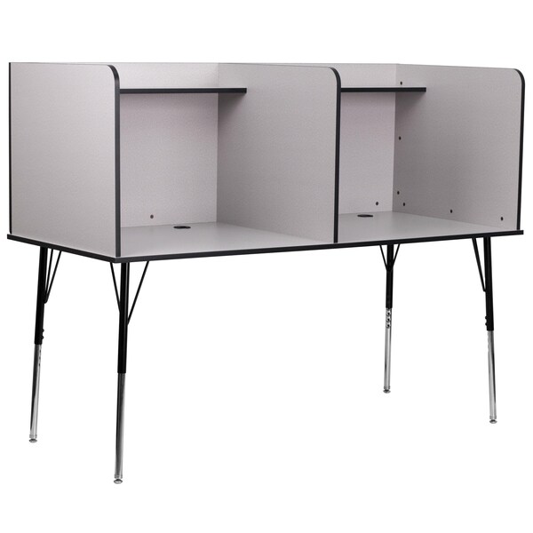 Flash Furniture 53.5 H, 70 W X Laminate, Melamine, Steel, Nebula Grey - MT-M6222-DBLSC-GRY-GG