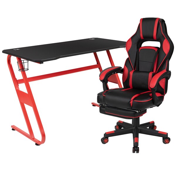 Flash Furniture Red Gaming Desk-Cup Holder/Reclining Chair Set - BLN-X40RSG1030-RED-GG