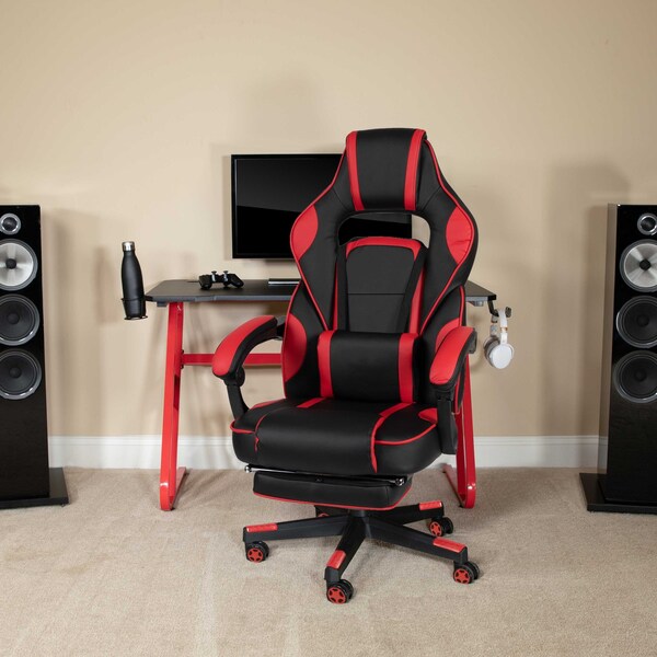 Flash Furniture Red Gaming Desk-Cup Holder/Reclining Chair Set - BLN-X40RSG1030-RED-GG