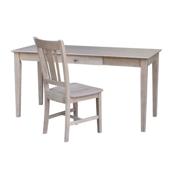 International Concepts Desk with Drawer, Larger Size And Chair 26 in D X 30 in H, 60 in W X Wood, Washed Gray Taupe - K09-OF-42-C10