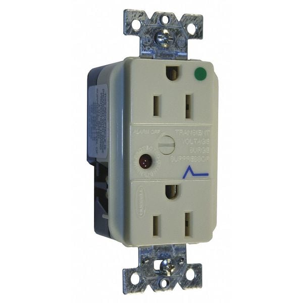 Hubbell Receptacle, 15 A Amps, 125V AC, Flush Mount, Decorator Duplex Outlet, 5-15R, Ivory - HBL8262ISA