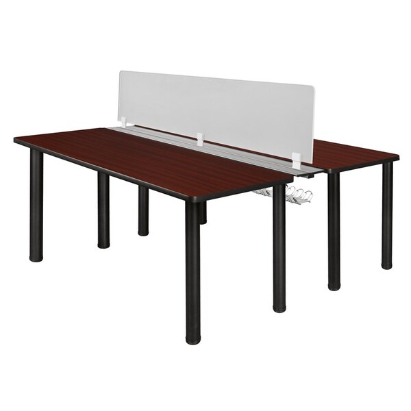 Kee Desking Desks > Benching > Kee Benching Systems, Black|Mahogany, Wood|Metal - MBSPD6024MHBPBK