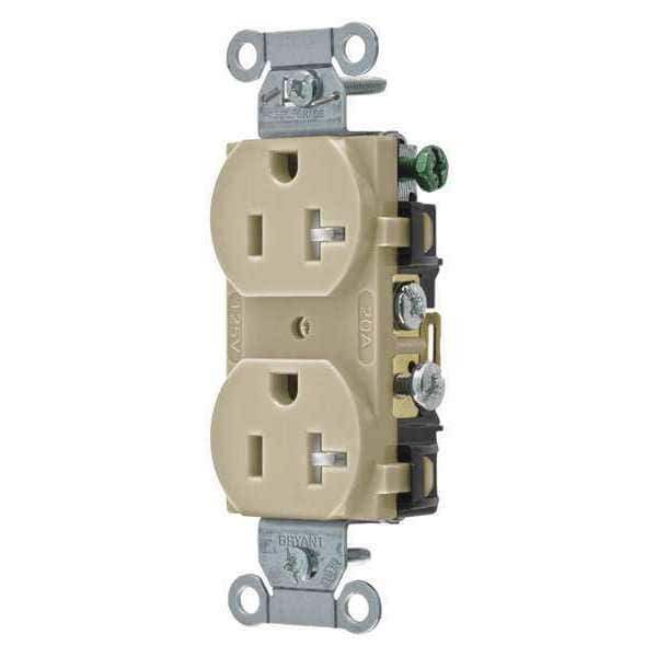 Zoro Select Receptacle, 20 A Amps, 125V AC, Flush Mount, Standard Duplex Outlet, 5-20R, Ivory - CRS20ITR
