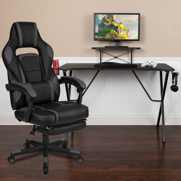 Flash Furniture Black Gaming Desk-Cup Holder/Reclining Chair Set - BLN-X40RSG1031-BK-GG