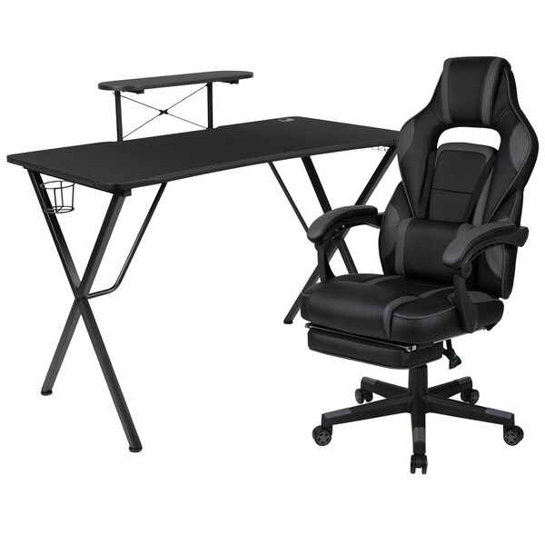 Flash Furniture Black Gaming Desk-Cup Holder/Reclining Chair Set - BLN-X40RSG1031-BK-GG