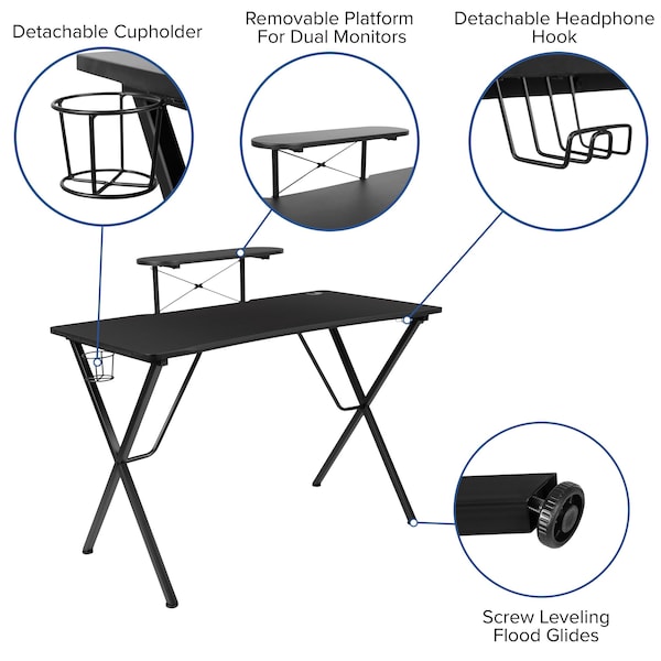 Flash Furniture Black Gaming Desk-Cup Holder/Reclining Chair Set - BLN-X40RSG1031-BK-GG