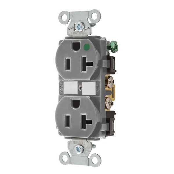 Zoro Select Receptacle, 20 A Amps, 125V AC, Flush Mount, Standard Duplex Outlet, 5-20R, Gray - 8300HBGRY
