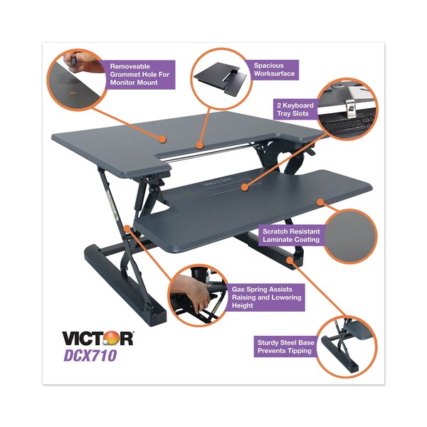 Victor Desks, 31-1/4 in D X 20" H, 31" W X Steel, Gray/Black - VCTDCX710G