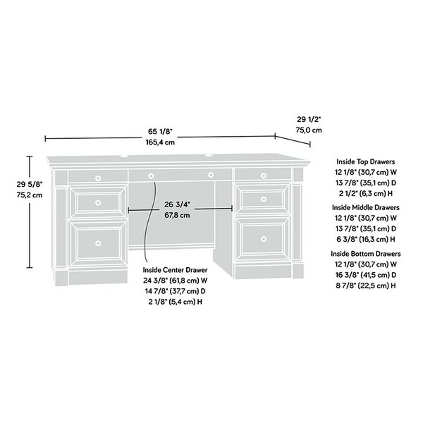 Sauder 29.53 in D X 29.61 in H, 65.12 in W X Engineered wood - 416513