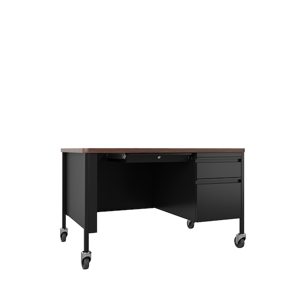 Hirsh Commercial Desks, 30 in D X 29.5 in H, 48 in W X Steel, Black / Walnut - 22656