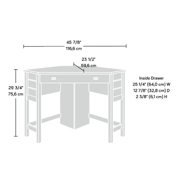 Sauder 23.46 in D X 29.76 in H, 45.91 in W X Engineered wood - 430060