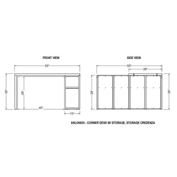 Alaterre Furniture 55 D X 30 H, 55 W X Acacia, Natural Aged Brown - ANLO0833