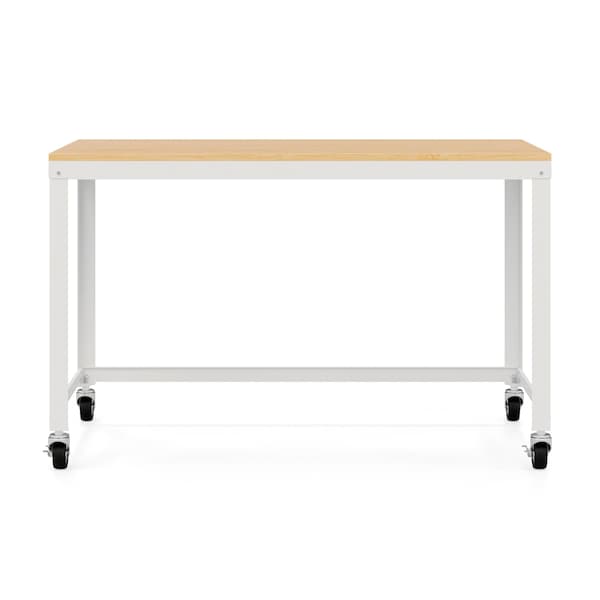 Space Solutions Desk, 23.88 in D X 30 in H, 47.45 in W X Steel, White / Maple - 24973