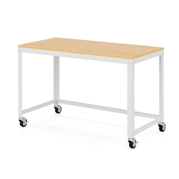 Space Solutions Desk, 23.88 in D X 30 in H, 47.45 in W X Steel, White / Maple - 24973