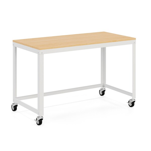 Space Solutions Desk, 23.88 in D X 30 in H, 47.45 in W X Steel, White / Maple - 24973