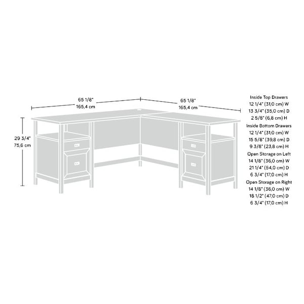 Sauder 65.12 in D X 29.76 in H, 65.12 in W X Engineered wood - 430228