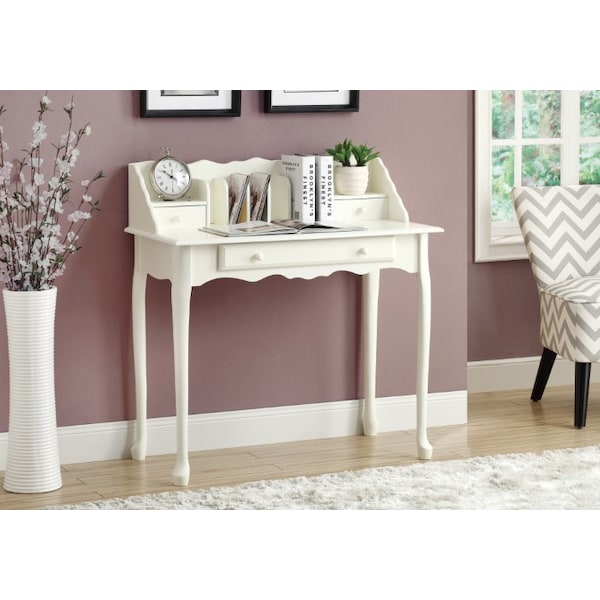 Monarch Specialties Computer Desk, Home Office, Laptop, Storage Drawers, 36"L, Work, Wood, White, Traditional - I 3103