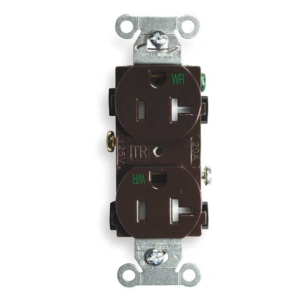 Hubbell 20A Duplex Receptacle 125VAC 5-20R BN - BR20WRTR